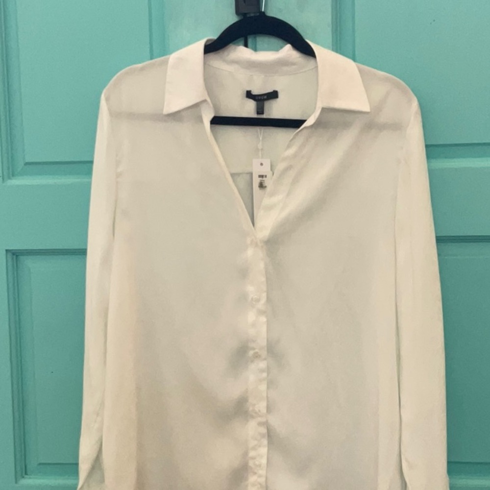 ANTHROPOLOGIE DREW Daisy Satin Button down Blouse Shirt